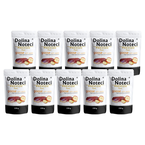 Mokra karma dla psa alergika Dolina Noteci Premium Pure bogata w gęś z jabłkiem zestaw 10 x 150 g