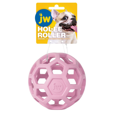 JW Pet Hol-ee Roller medium piłka ażurowa dla psa różowa 11,5 cm