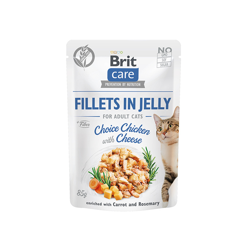 Brit Care Mokra Karma dla kotów w galarecie kurczak i ser 85 g