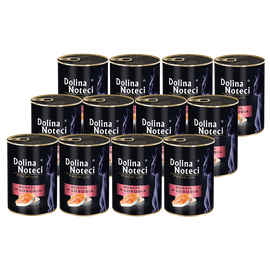 Mokra karma dla kota bogata w łososia Dolina Noteci Premium zestaw 12 x 400 g