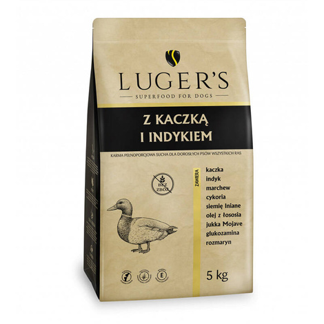 Sucha karma dla psa Luger’s z kaczką i indykiem worek 5 kg