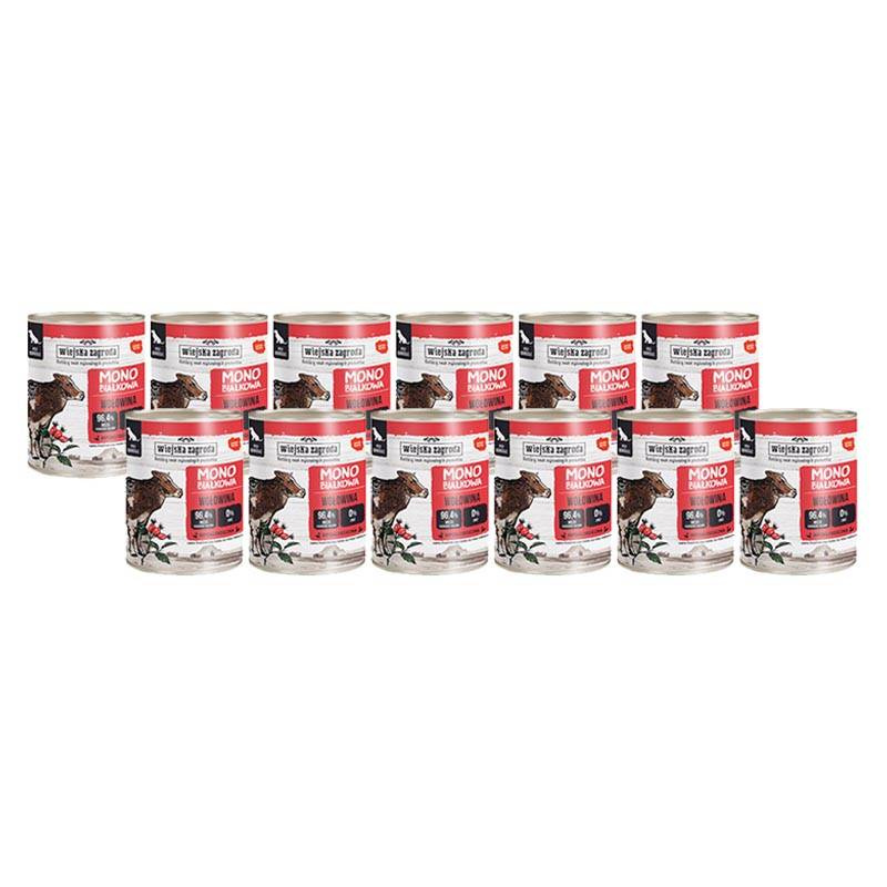 Wiejska Zagroda mokra karma monobiałkowa dla psa wołowina zestaw 12 x 800 g
