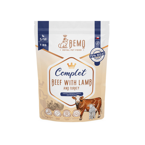 Bemo Complet – multiproteinowa karma sucha dla psa z wołowiną, indykiem i jagnięciną 1 kg