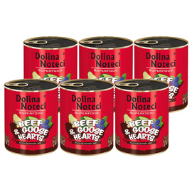 Mokra karma dla psa Dolina Noteci Superfood wołowina i serca gęsi zestaw 6 x 800 g