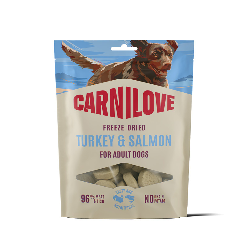Carnilove Dog Freeze Dried Liofilizowane przysmaki mięsne dla psów Indyk z łososiem 60 g