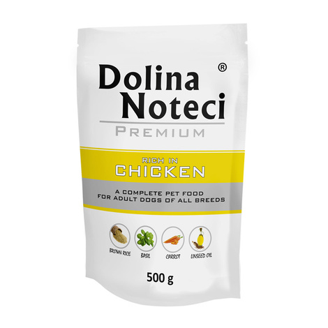 Mokra karma dla psa Dolina Noteci Premium bogata w kurczaka saszetka 500 g