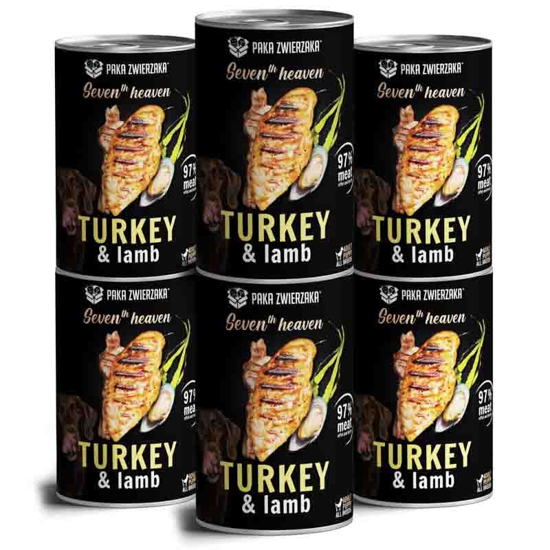 Paka Zwierzaka Karma mokra dla psa SH Turkey & lamb indyk i jagnię zestaw 6 x 400 g