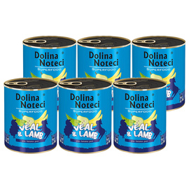 Mokra karma dla psa Dolina Noteci Superfood cielęcina i jagnięcina zestaw 6 x 800 g