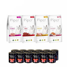  Karma sucha dla kota Piper Animals mix smaków zestaw 4 x 3 kg + 12 x 400 g Dolina Noteci Premium z cielęciną