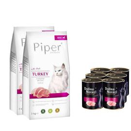  Karma sucha dla kota Piper Animals z indykiem zestaw 2 x 3 kg + 6 x 400 g Dolina Noteci Premium z indykiem