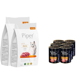 Karma sucha dla kota Piper Animals z kaczką zestaw 2 x 3 kg + 6 x 400 g Dolina Noteci Premium z kaczką