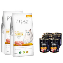  Karma sucha dla kota Piper Animals z kurczakiem zestaw 2 x 3 kg + 6 x 400 g Dolina Noteci Premium z kaczką