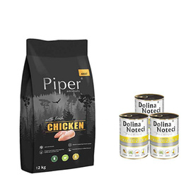 Karma sucha dla psa Piper Animals z kurczakiem zestaw 12 kg + 3 x 800 g Dolina Noteci Premium bogata w kurczaka 
