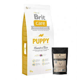 Karma sucha dla psów Brit Care Puppy Lamb & Rice 12 kg + Luger’s karma suszona dla psa bogata w jagnięcinę 200 g