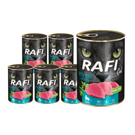 Mokra karma dla kotów sterylizowanych Rafi Cat Adult z tuńczykiem zestaw 12 x 400 g