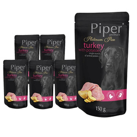 Mokra karma dla psa alergika Piper Platinum Pure z indykiem i ziemniakami zestaw 10 x 150 g