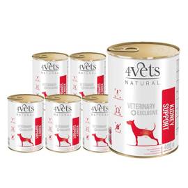 Mokra karma weterynaryjna dla psa z niewydolnością nerek 4Vets Kidney Support 6 x 400 g + gratis Mokra karma 4Vets Natural dla psa z jagnięciną puszka 400 g