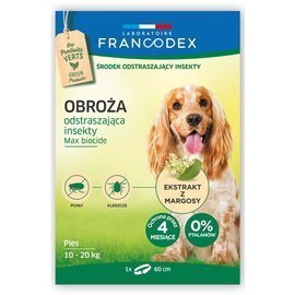 Obroża odstraszająca insekty Francodex Obroża dla średnich psów od 10 kg do 20 kg odstraszająca insekty - 4 miesiące ochrony, 60 cm