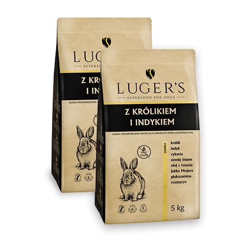 Sucha karma dla psa Luger’s  z królikiem i indykiem zestaw 2 x 5 kg