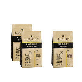Sucha karma dla psa Luger’s z królikiem i indykiem zestaw 2 x 5 kg + 5 kg GRATIS