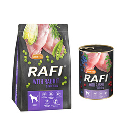 Sucha karma dla psa Rafi z królikiem 3 kg + Mokra karma Rafi z królikiem 400 g
