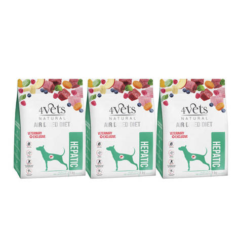 4Vets Natural  Hepatic karma suszona dla psów z chorą wątrobą zestaw 3 x 1 kg