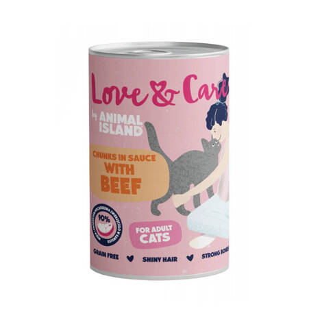 Animal Island Love&Care Mokra karma dla kota z wołowiną w delikatnym sosie 400 g