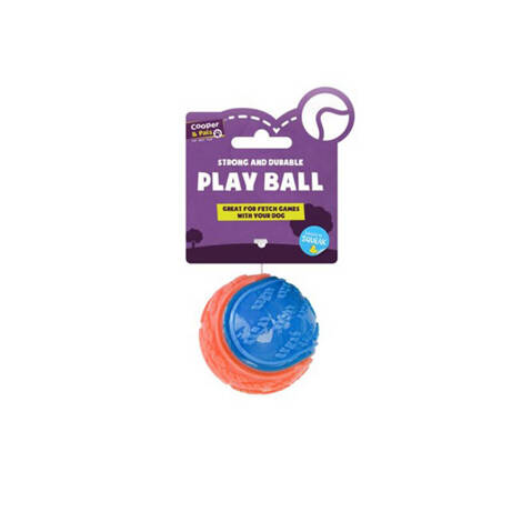Cooper & Pals Twarda piszcząca piłka z wypustkami zabawka dla psa niebieska 6,3 cm