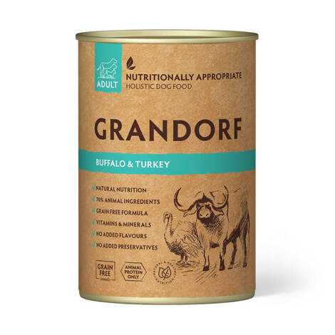 Grandorf Buffalo & Turkey Recipe Karma mokra dla psa z bawołem i indykiem 400 g