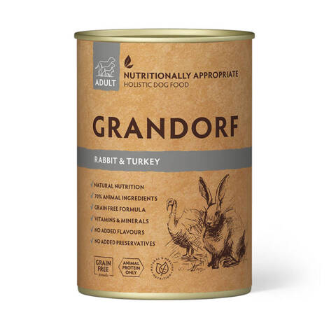 Grandorf Wild Rabbit & Turkey Recipe Karma mokra dla psa z królikiem i indykiem 400 g