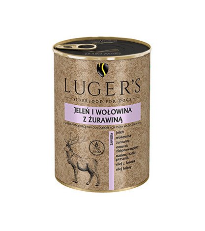 Karma mokra dla psa Luger’s jeleń i wołowina z żurawiną 400 g