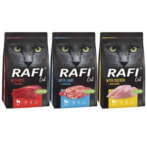 Karma sucha dla kota Rafi Cat 7 kg mix smaków 3 x 7 kg