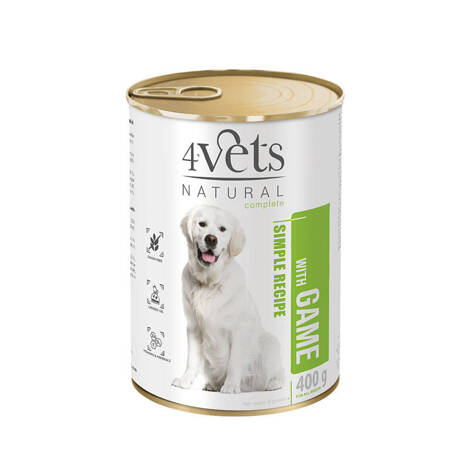 Mokra karma 4Vets Natural dla psa z dziczyzną puszka 400 g