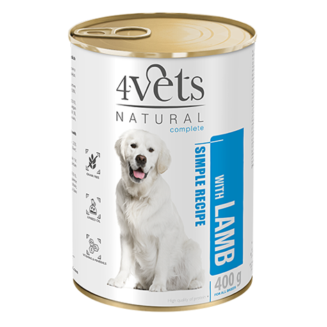 Mokra karma 4Vets Natural dla psa z jagnięciną puszka 400 g