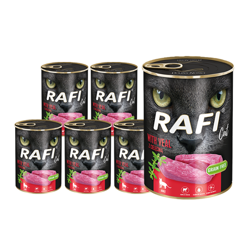 Mokra karma dla kota Rafi Cat Adult z cielęciną zestaw 12 x 400 g