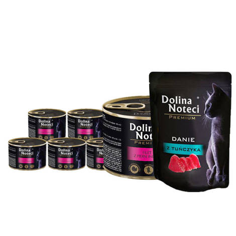 Mokra karma dla kota filet z piersi indyka Dolina Noteci Premium zestaw 12 x 185 g + DNP danie z tuńczyka 85 g gratis