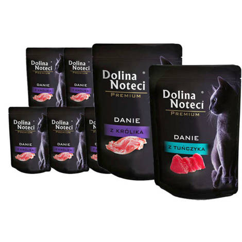 Mokra karma dla kotów Dolina Noteci Premium danie z królika zestaw 10 x 85 g + DNP danie z tuńczyka 85 g gratis