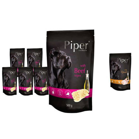 Mokra karma dla psa Piper Animals z żołądkami wołowymi zestaw 10 x 500 g + gratis Piper Animals z przepiórką 500 g