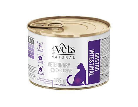 Mokra karma weterynaryjna dla kota z problemami gastrycznymi 4Vets Natural Gastro Intestinal 185 g