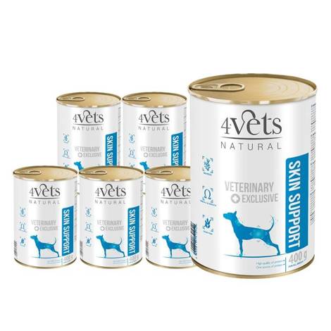 Mokra karma weterynaryjna dla psa z problemami dermatologicznymi 4Vets Natural Skin Support 6 x 400 g
