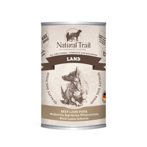 Natural Trail Land Mokra karma dla psa Wołowina Jagnięcina Wieprzowina 400 g