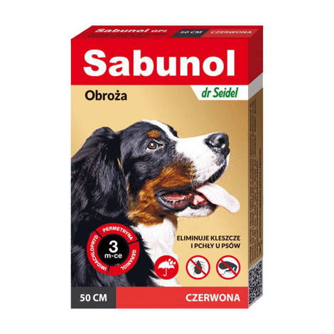 Obroża przeciw pchłom Sabunol GPI dla psa czerwona 50cm