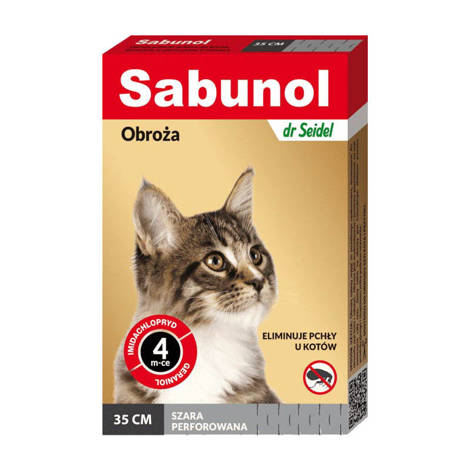 Obroża przeciw pchłom Sabunol dla kota szara 35cm