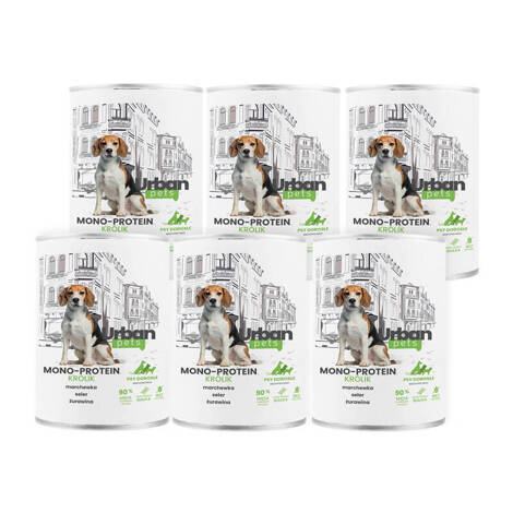 Over Zoo Urban Pets Mono Protein Mokra karma dla psa z królik zestaw 6 x 800 g