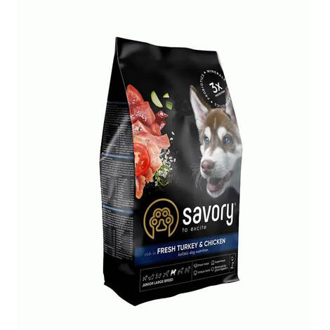 Savory Dog Junior Large Breed Chicken&Turkey sucha karma dla psa junior kurczak i indyk 3 kg