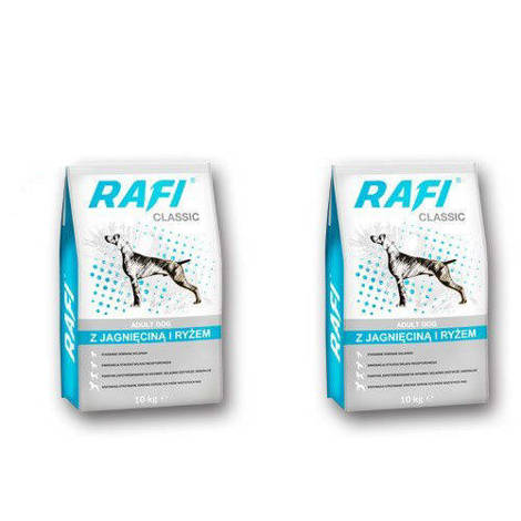 Sucha karma dla psa Rafi Classic z jagnięciną i ryżem zestaw 2 x 10 kg