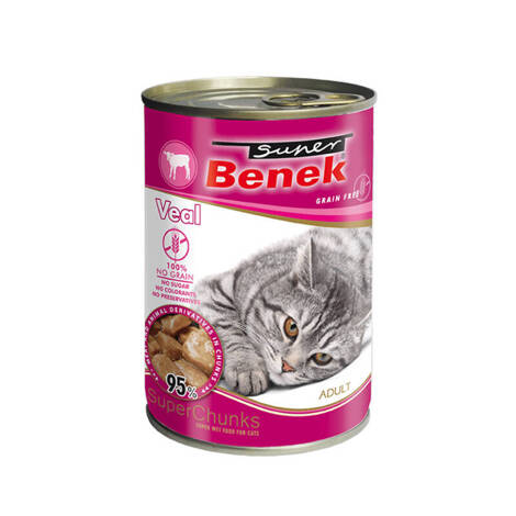 Super Benek Karma mokra dla kota bezzbożowe kąski z cielęciną w sosie 415 g