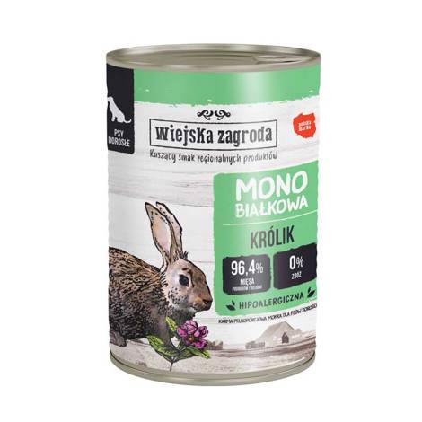 Wiejska Zagroda mokra karma monobiałkowa dla psa królik 400 g