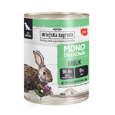 Wiejska Zagroda mokra karma monobiałkowa dla psa królik 800 g