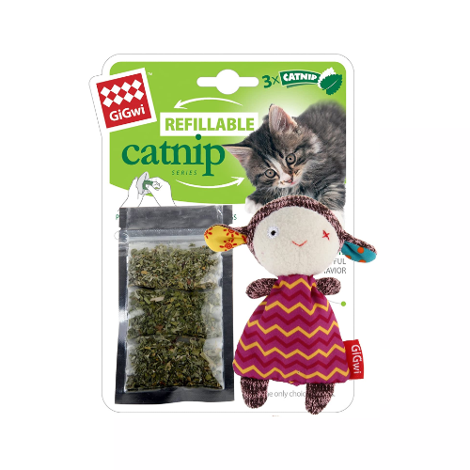 Zabawka dla kota Gigwi Refillable Catnip lalka z kocimiętką 
